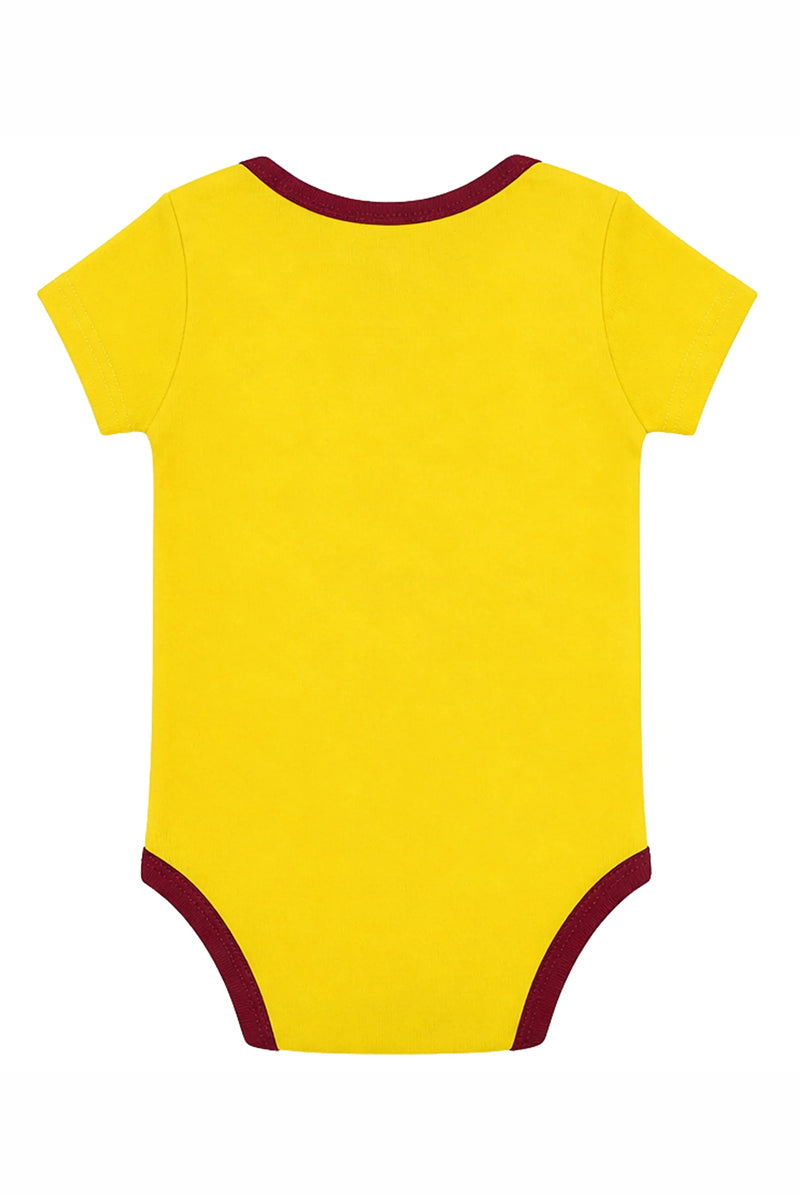 Short-Sleeve Bodysuit: Premium Cotton-Blend "Dino Party" Yellow Daily Casual Wear