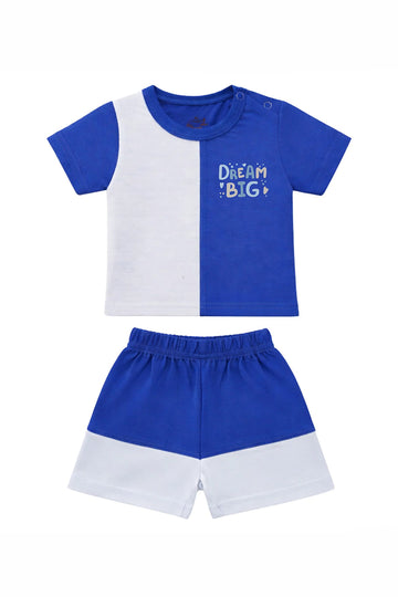 T-Shirt + Shorts Set: Premium "Dream Big" Blue Casual Essentials