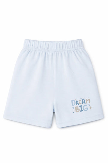 Shorts: Premium Cotton Light Blue "Dream Big" Graphic Casual Essentials and Active Playwear