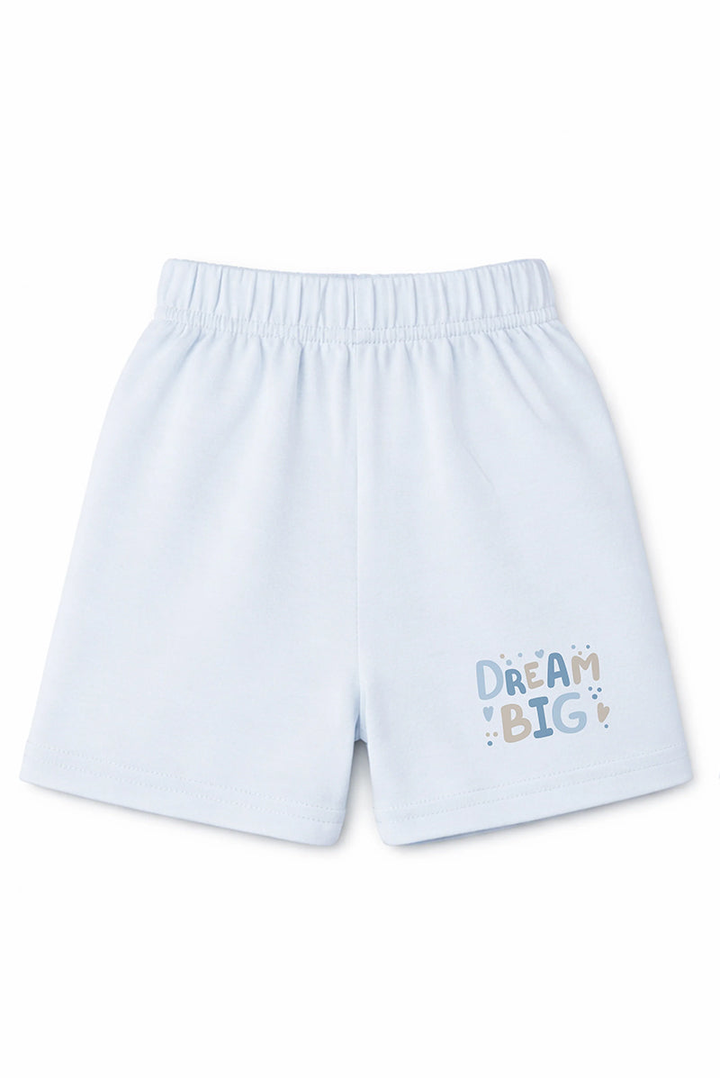 Shorts: Premium Cotton Light Blue "Dream Big" Graphic Casual Essentials and Active Playwear