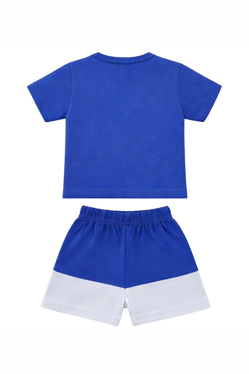 T-Shirt + Shorts Set: Premium Cotton-Blend "Dream Big" Blue Casual Essentials