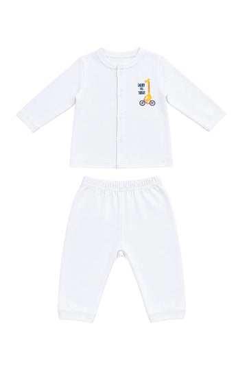 Jabla + Pajama: Premium Cotton-Blend "Enjoy the Today" White Casual Essentials