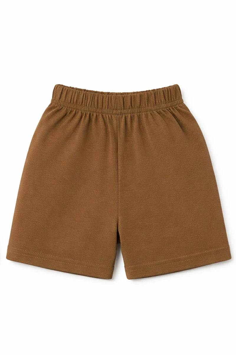 Shorts: Premium Cotton Brown "Enjoy the Today" Graphic Casual Essentials and Active Playwear