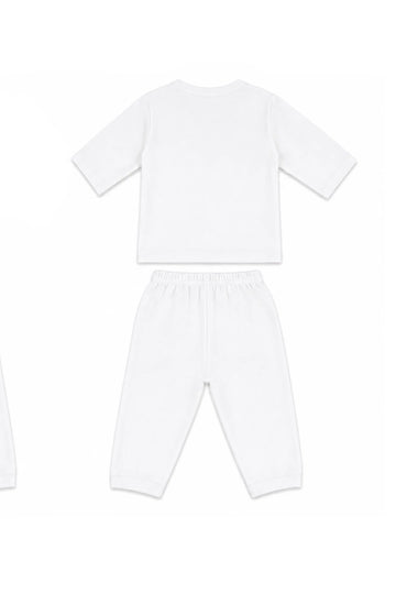 Jabla + Pajama: Premium Cotton-Blend "Flower Hearts Mini" White Casual Essentials