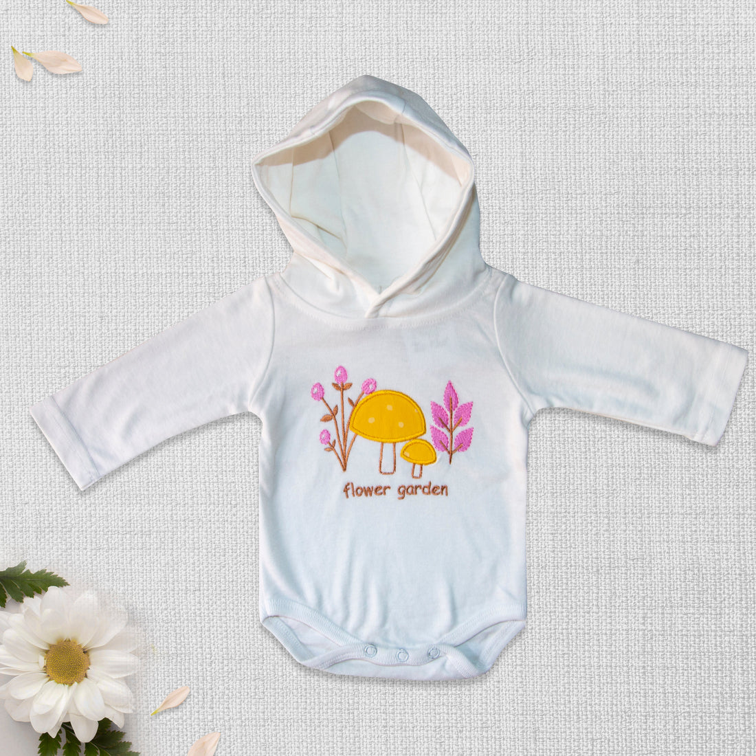 Long Sleeve Bodysuit With Hood(Applique) Flower Garden