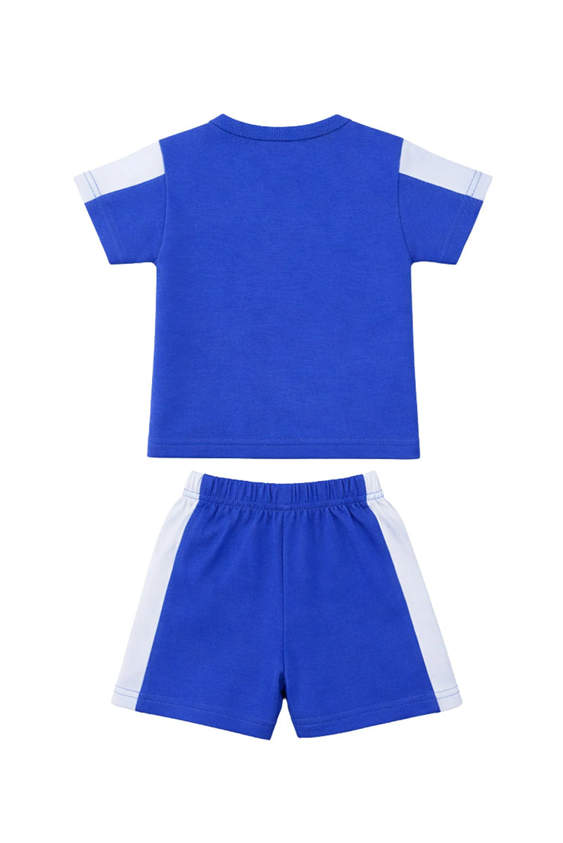 T-Shirt + Shorts Set: Premium Cotton-Blend "Fruits Ghousla" Blue Casual Essentials