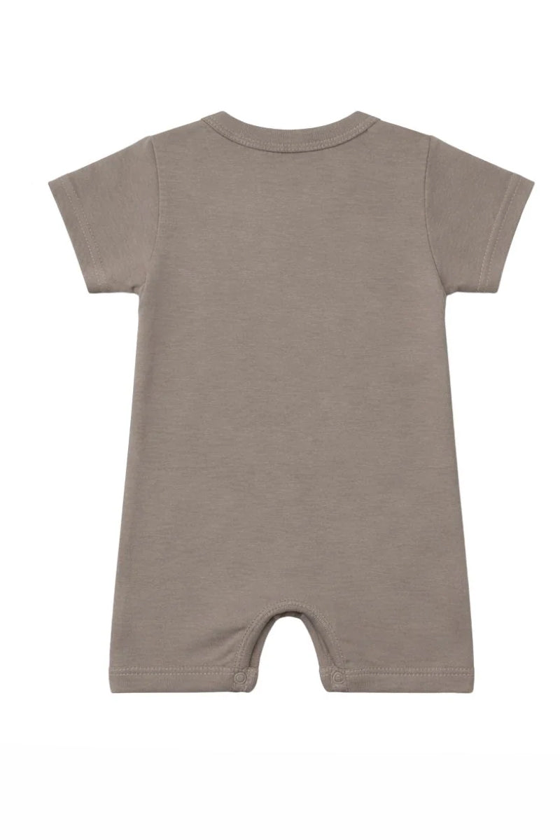 Short-Sleeve Romper: Premium Cotton-Blend "Fruits Ghousla" Grey Daily Casual Wear