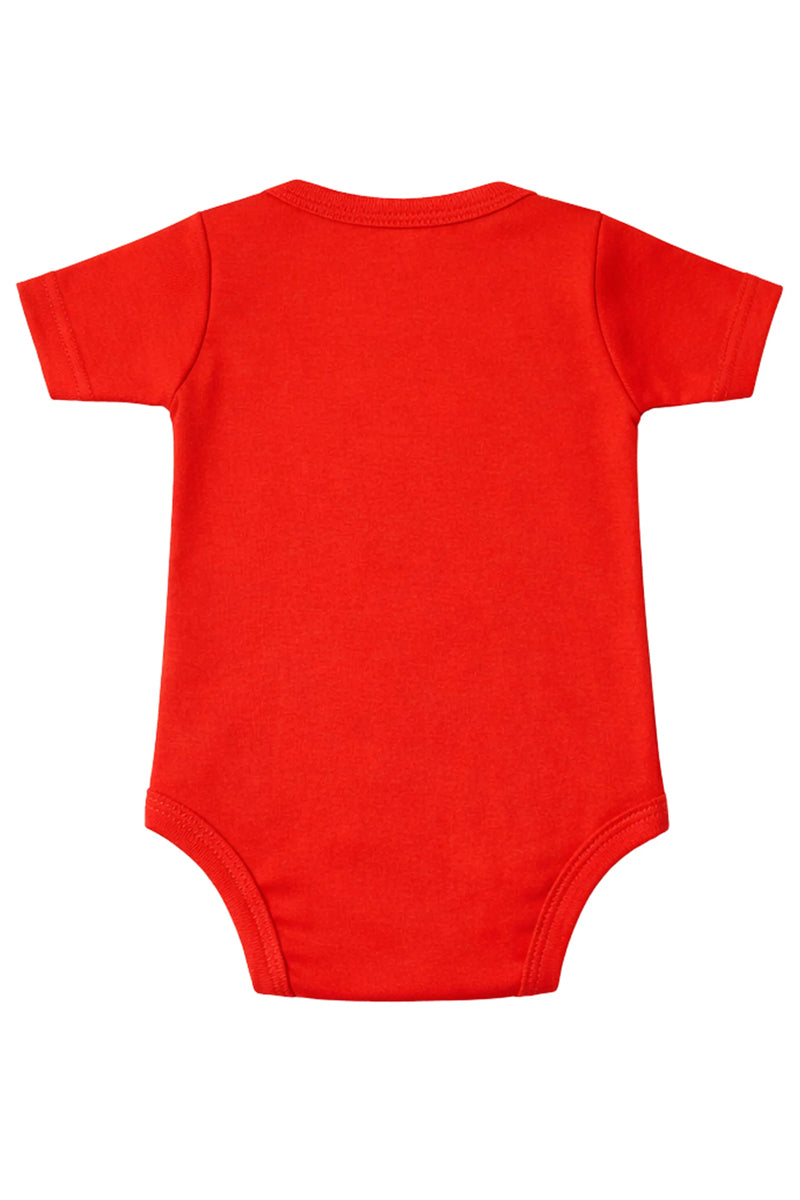 Short-Sleeve Bodysuit: Premium Cotton-Blend "Fruits Ghousla" Red Daily Casual Wear