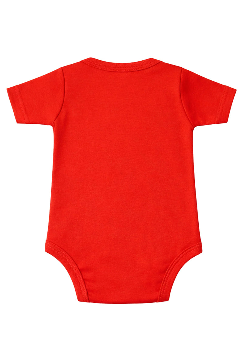 Short-Sleeve Bodysuit: Premium Cotton-Blend "Heart" Red Daily Casual Wear
