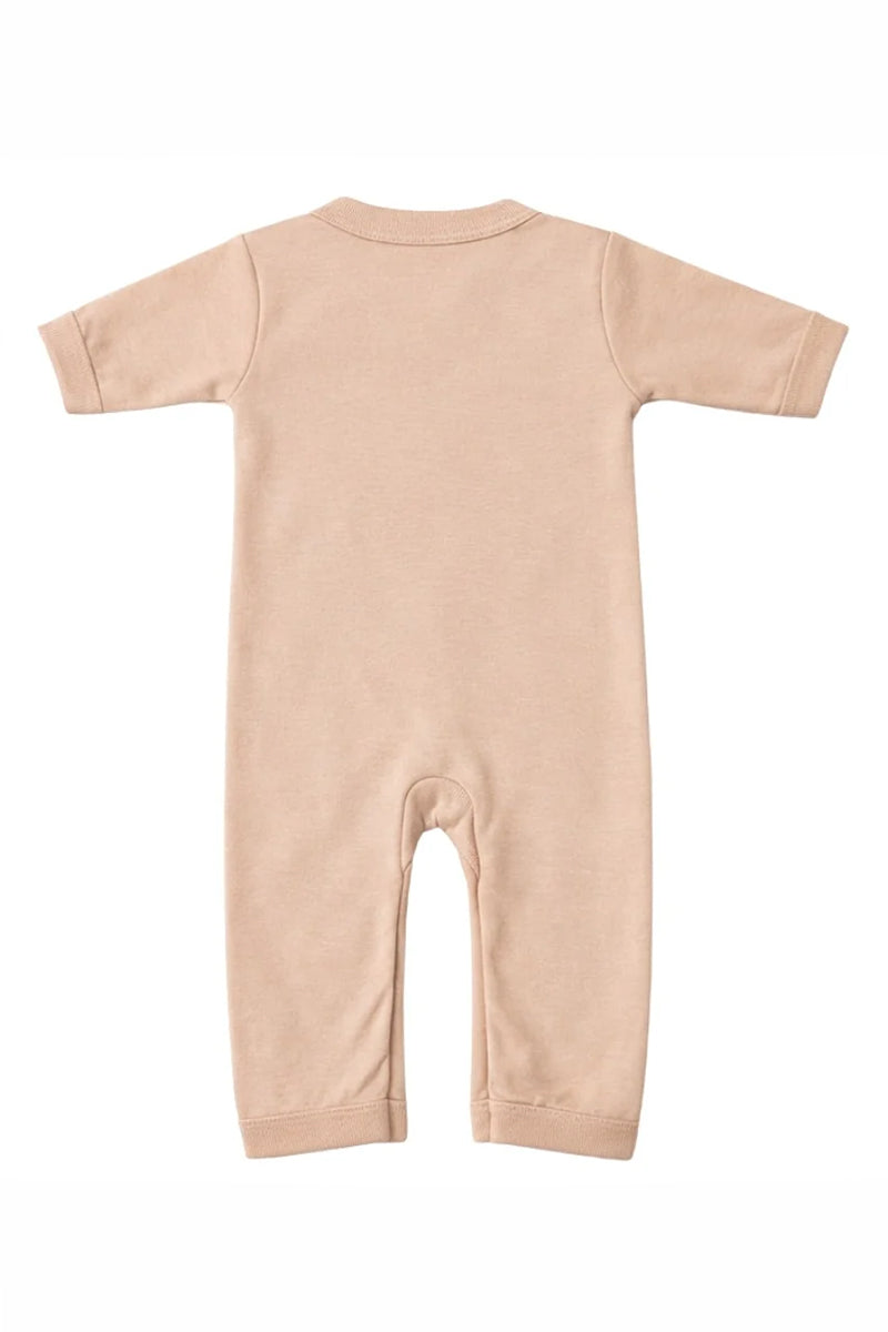 Sleeping Suit: Premium Cotton-Blend "Hello Little One" Pink and Beige Casual Essentials