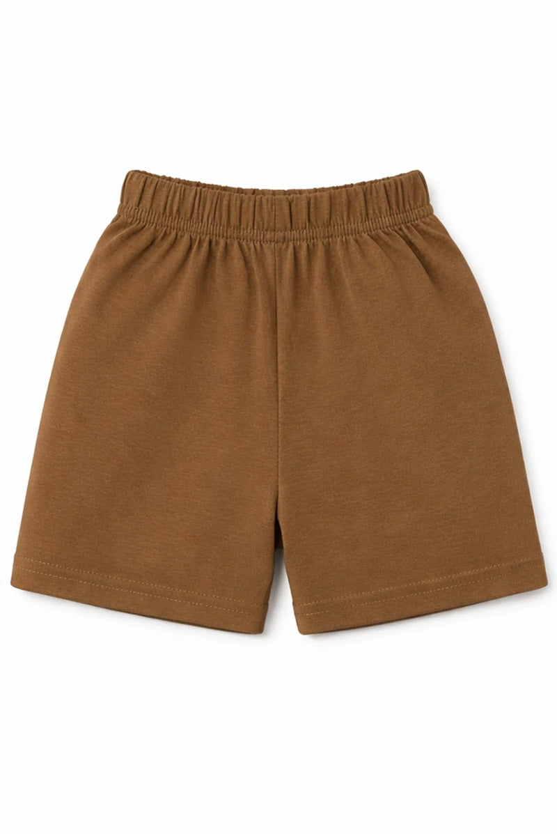 Shorts: Premium Cotton Brown "Hello World" Graphic Casual Essentials and Active Playwear