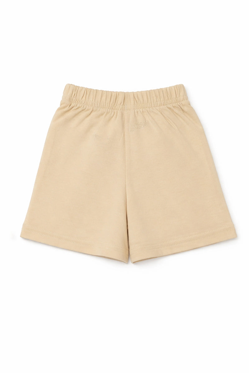 Shorts: Premium Cotton Beige "Hippo Balloon" Graphic Casual Essentials and Active Playwear