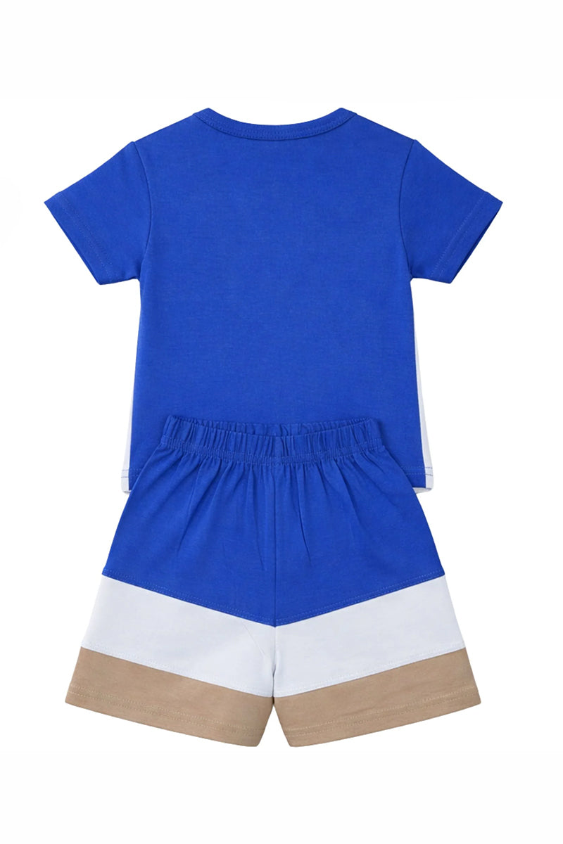 T-Shirt + Shorts Set: Premium Cotton-Blend "Home" Multi-Color Casual Essentials
