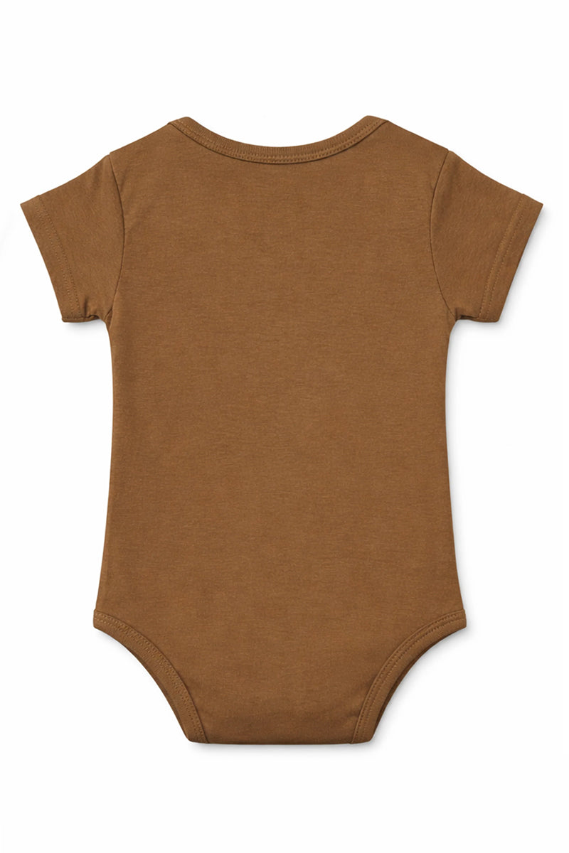 Short-Sleeve BodySuit: Premium Cotton Brown "Honey Bee" Graphic Casual Essentials and Active Playwear