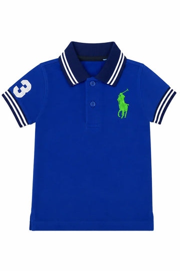 Baby's Blue Green Horse Polo T-Shirt (Polo (PK) - Flat Knit Collars)