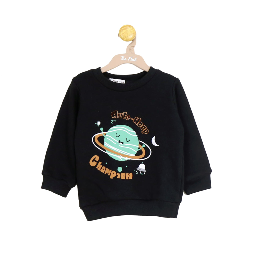 Hula Hoop Off To Moon Round Neck Sweatshirt