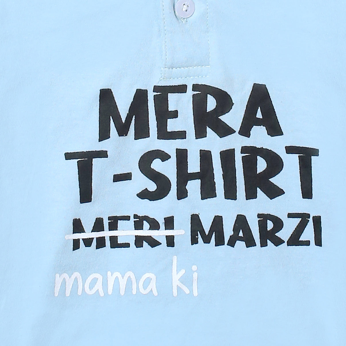 Boys' Mera T-Shirt Meri Marzi (Mama Ki) Light Blue and Grey Mustache Print T-Shirt & Trouser Set