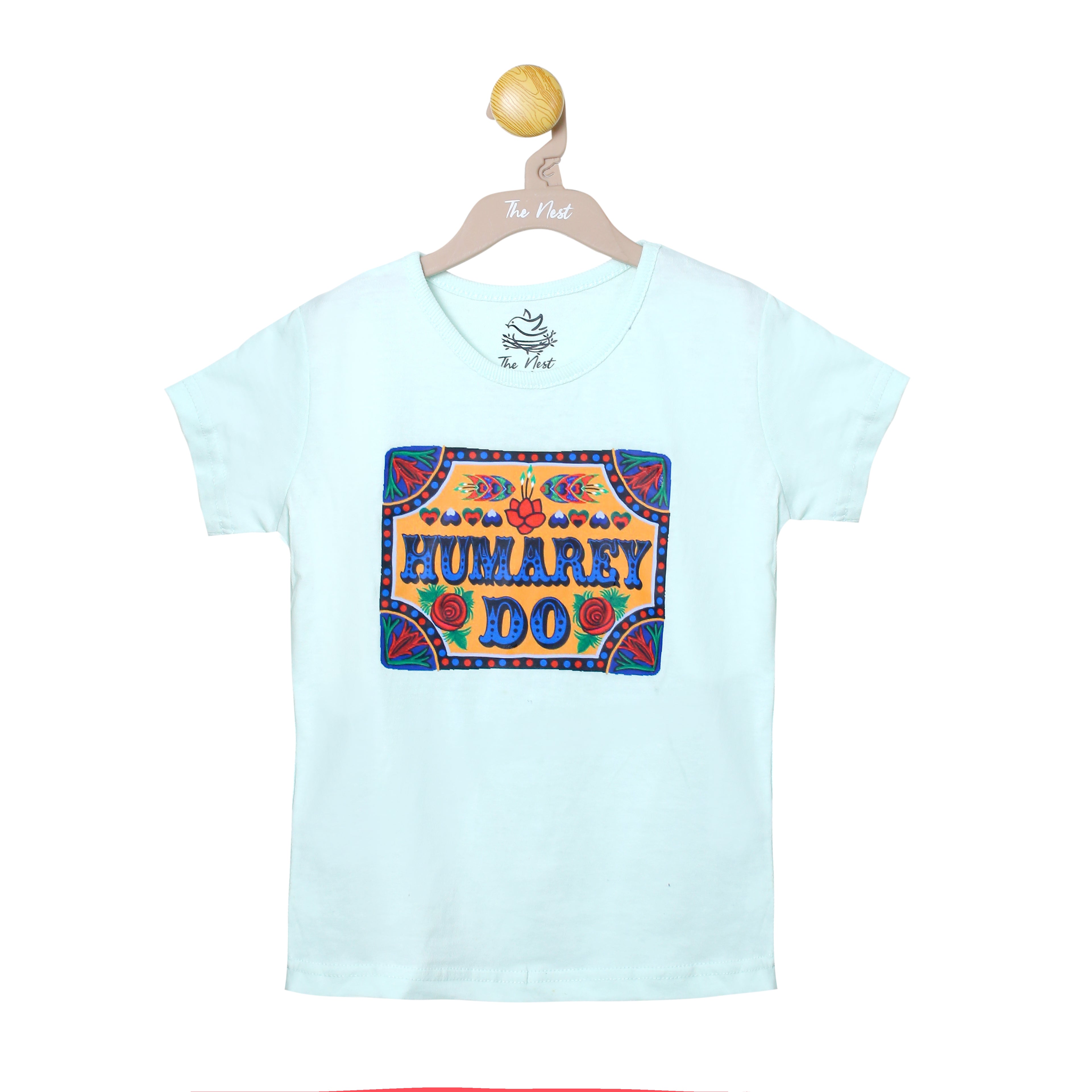 Girls' Hum Do Light Mint and Pastel Sea Green Truck Art Print T-Shirt & Trouser Set