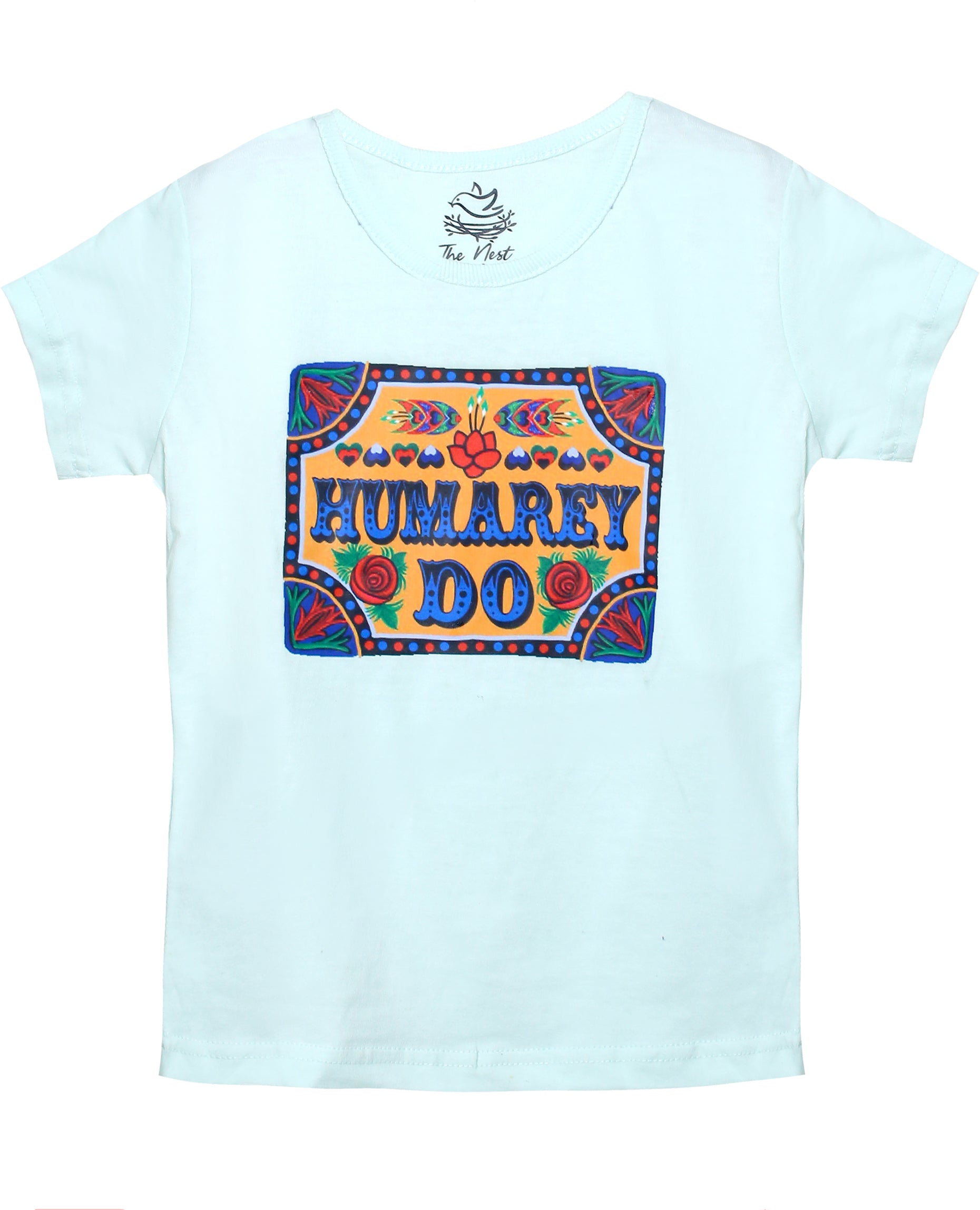 Girls' Hum Do Light Mint and Pastel Sea Green Truck Art Print T-Shirt & Trouser Set