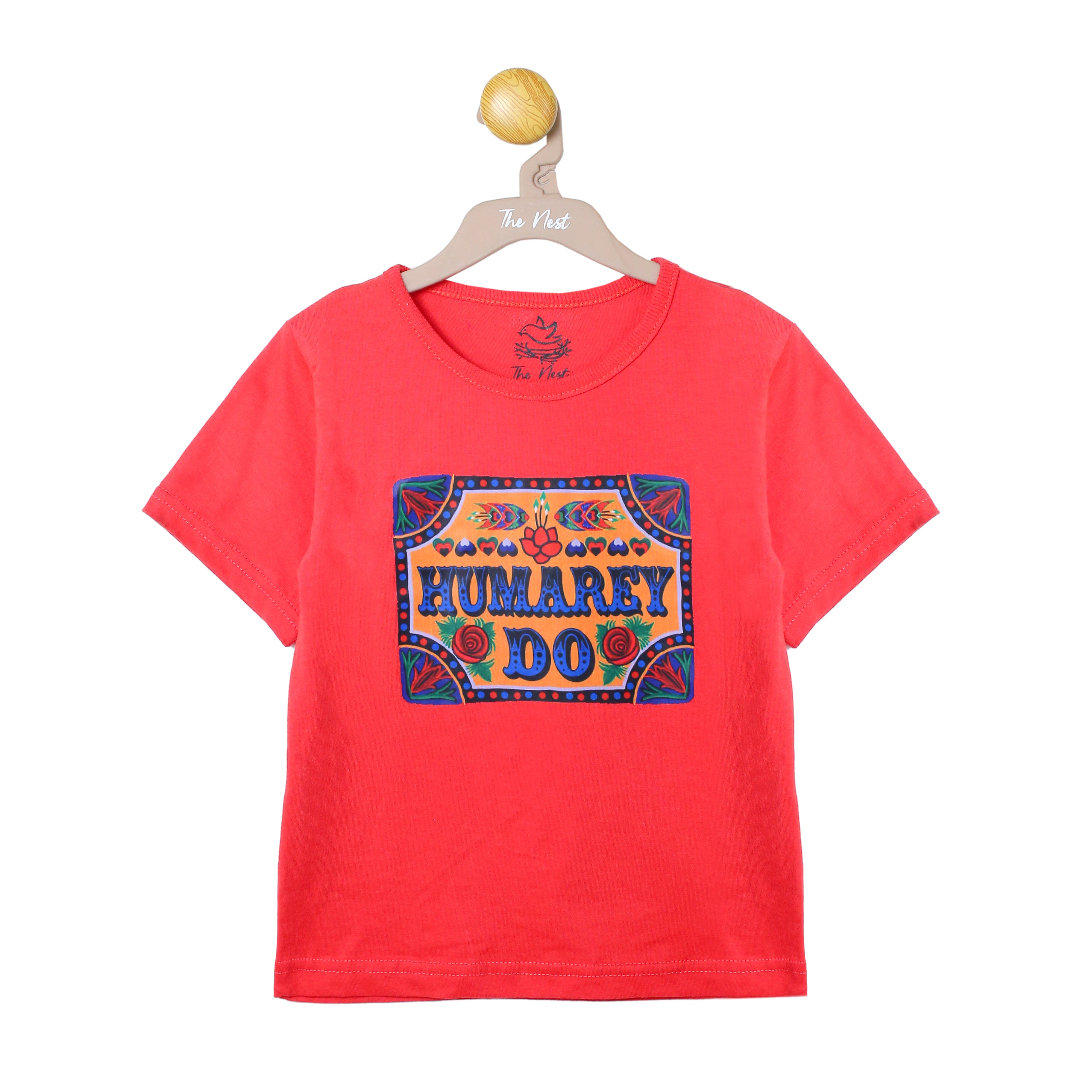 Girls' Hum Do Red and Navy Truck Art Print T-Shirt & Trouser Set