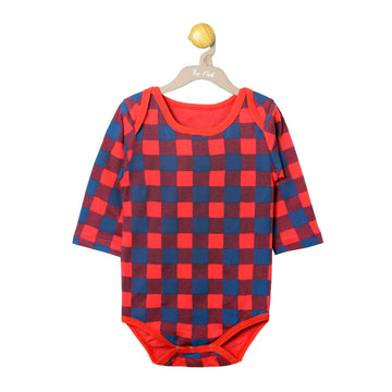 Baby Red and Navy Check Print Long Sleeve Bodysuit
