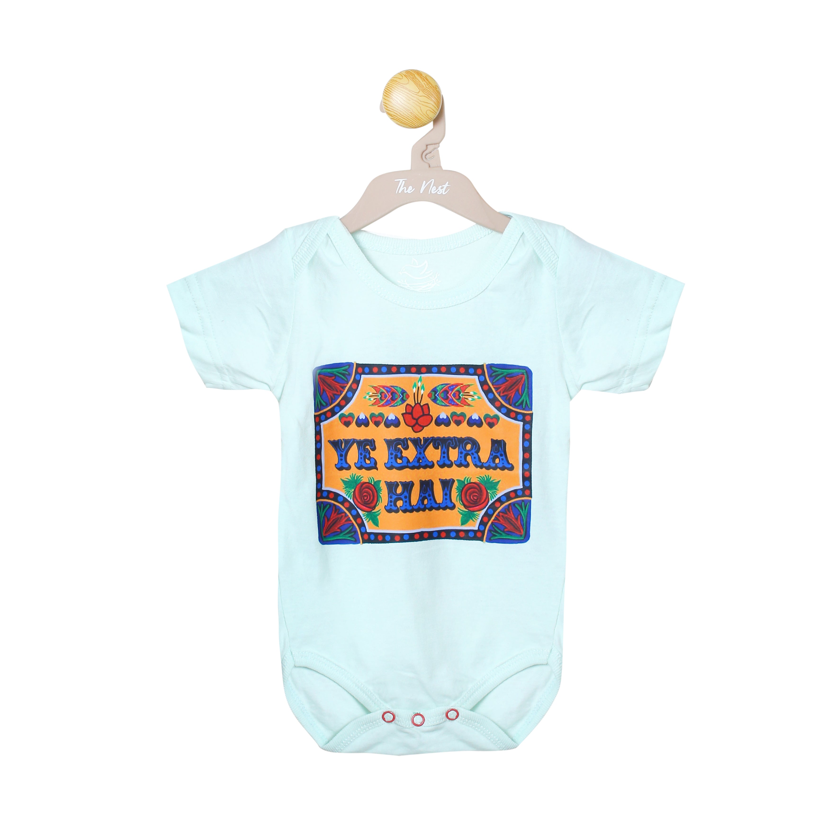 Baby's Hum Do Light Mint and Pastel Sea Green Truck Art Print Short Sleeve Bodysuit