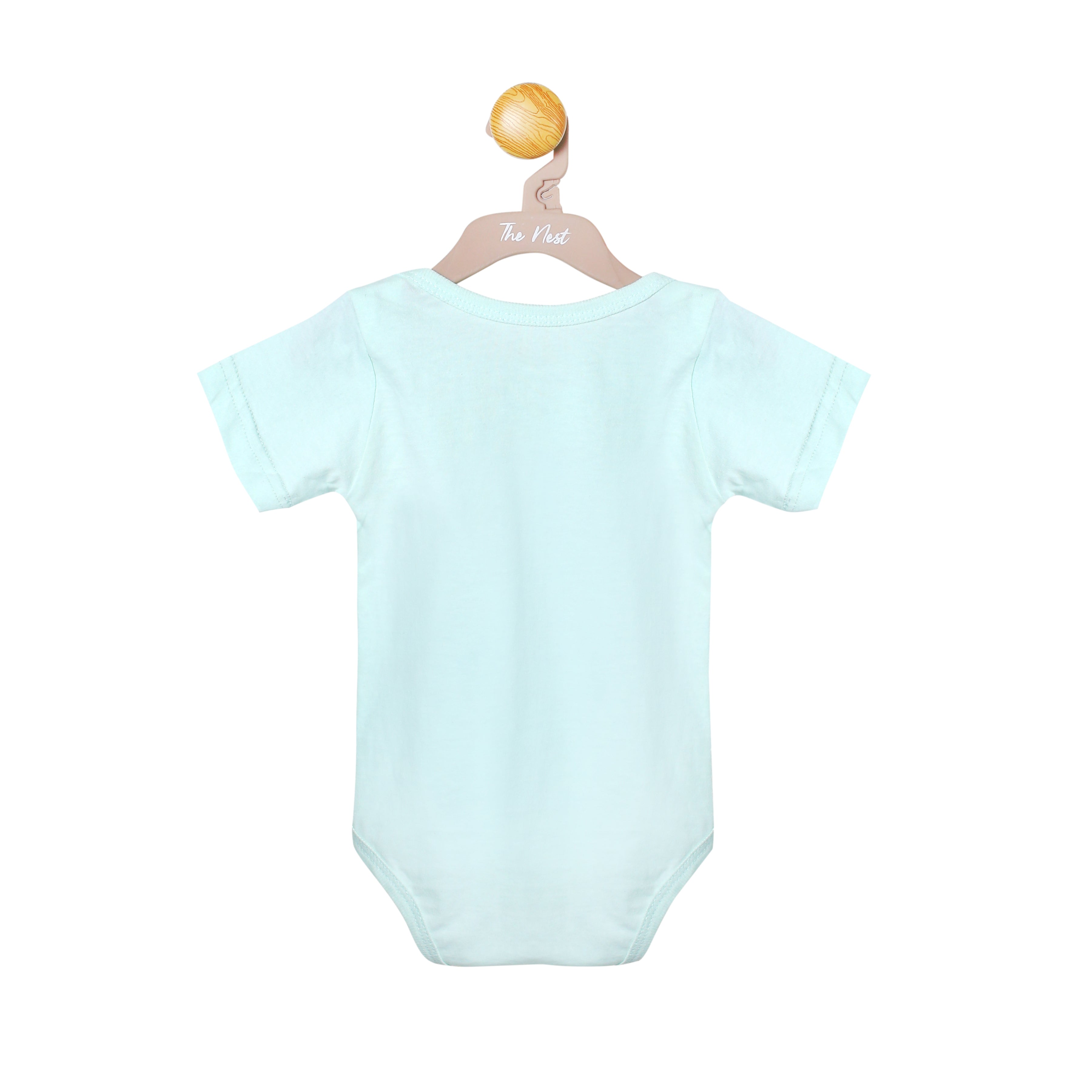 Baby's Hum Do Light Mint and Pastel Sea Green Truck Art Print Short Sleeve Bodysuit