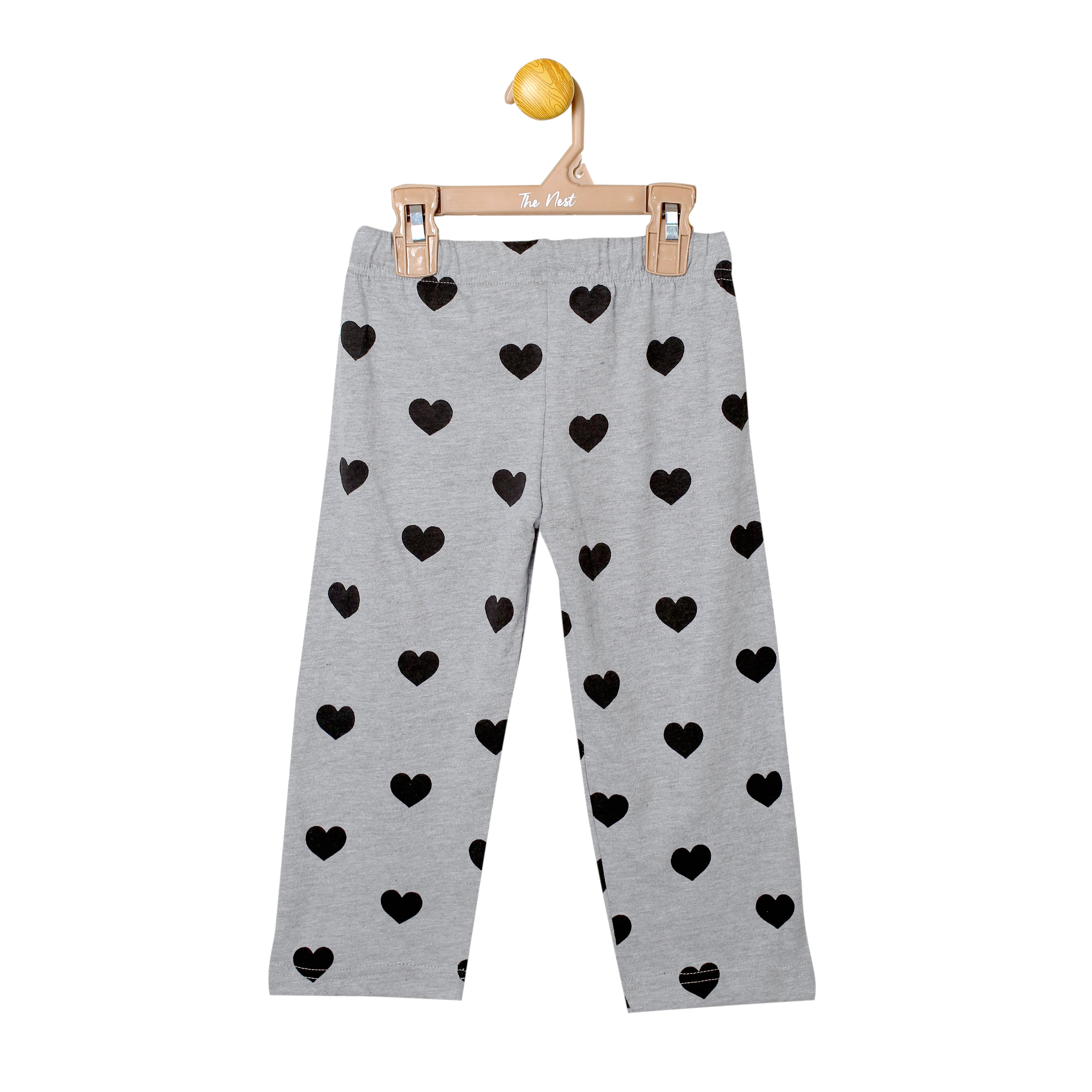 Girls' Mera T-Shirt Meri Marzi (Mama Ki) Light Blue and Grey Heart Print T-Shirt & Trouser Set