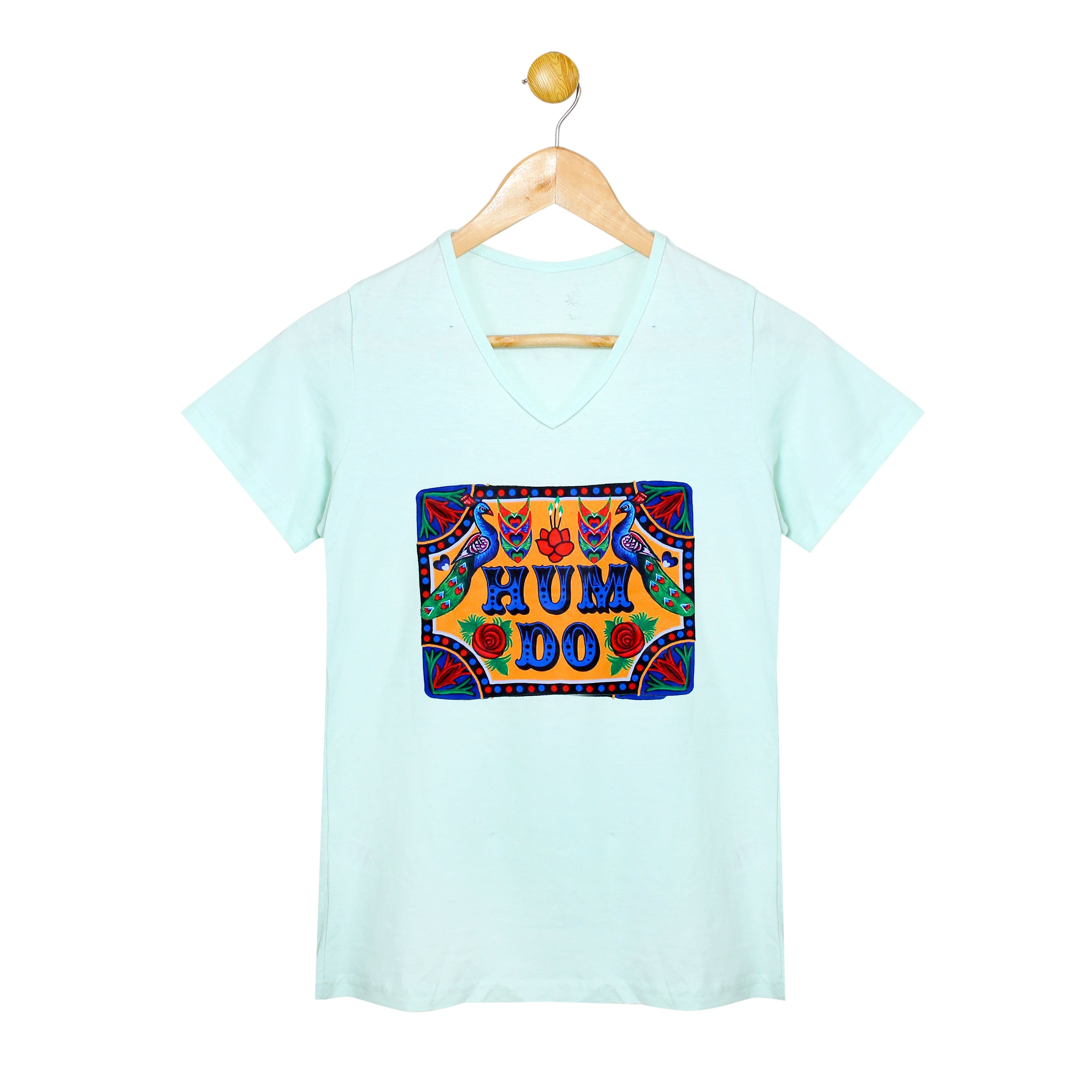 Women's Hum Do Light Mint and Pastel Sea Green Truck Art Print T-Shirt & Pajama Set