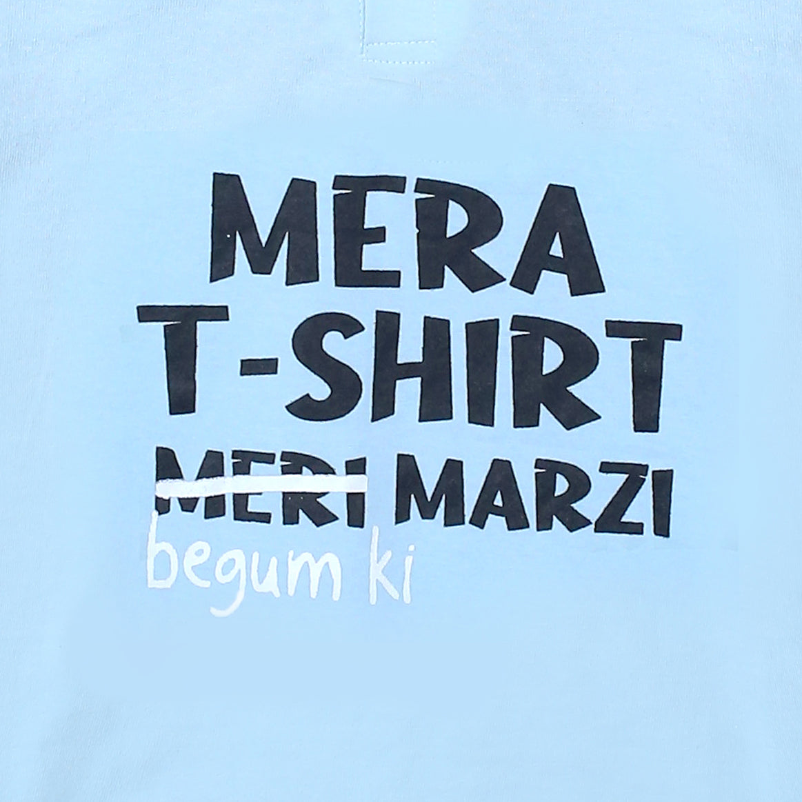 Men's Mera T-Shirt Meri Marzi (Begum Ki) Light Blue and Grey Mustache Print T-Shirt & Trouser Set