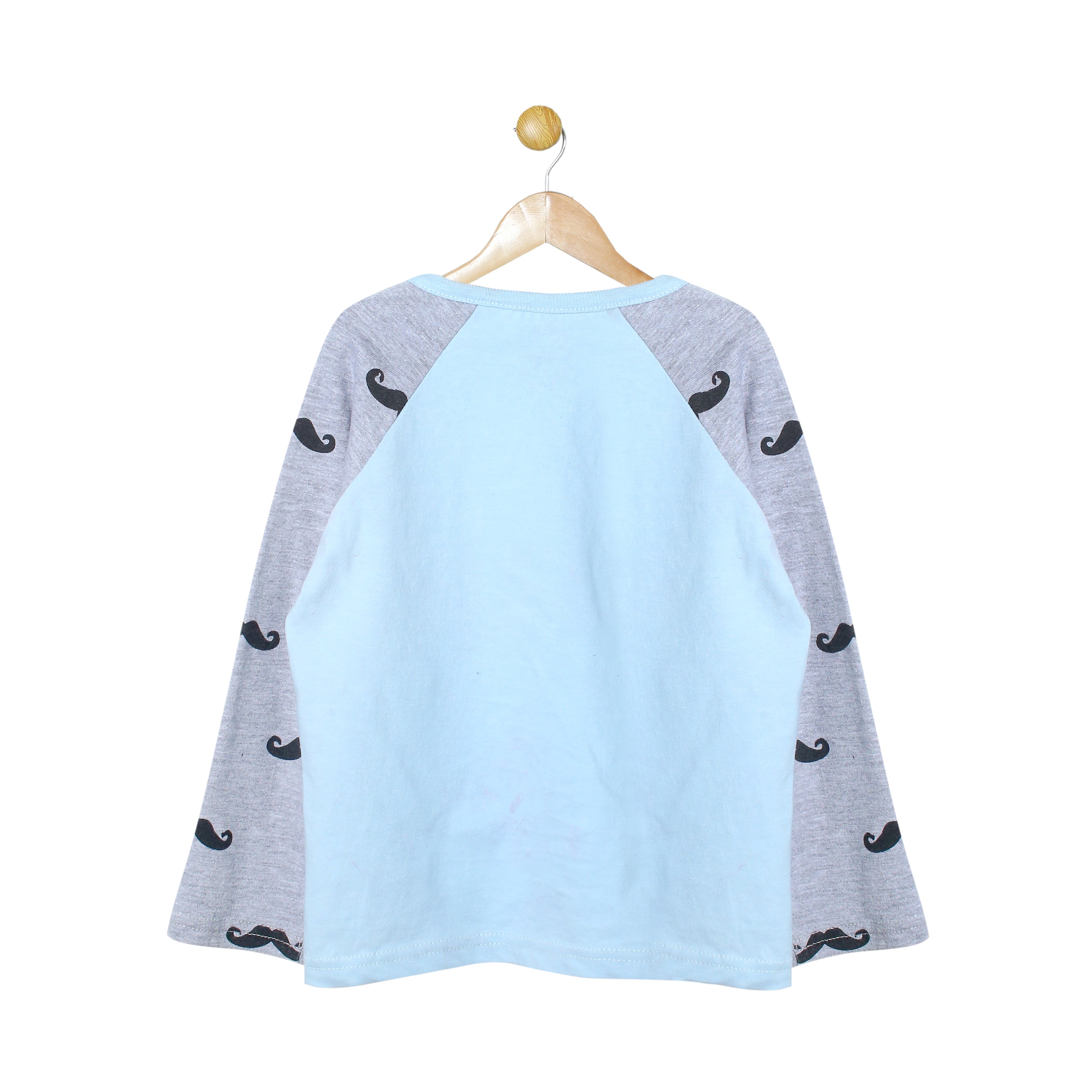 Men's Mera T-Shirt Meri Marzi (Begum Ki) Light Blue and Grey Mustache Print T-Shirt & Trouser Set