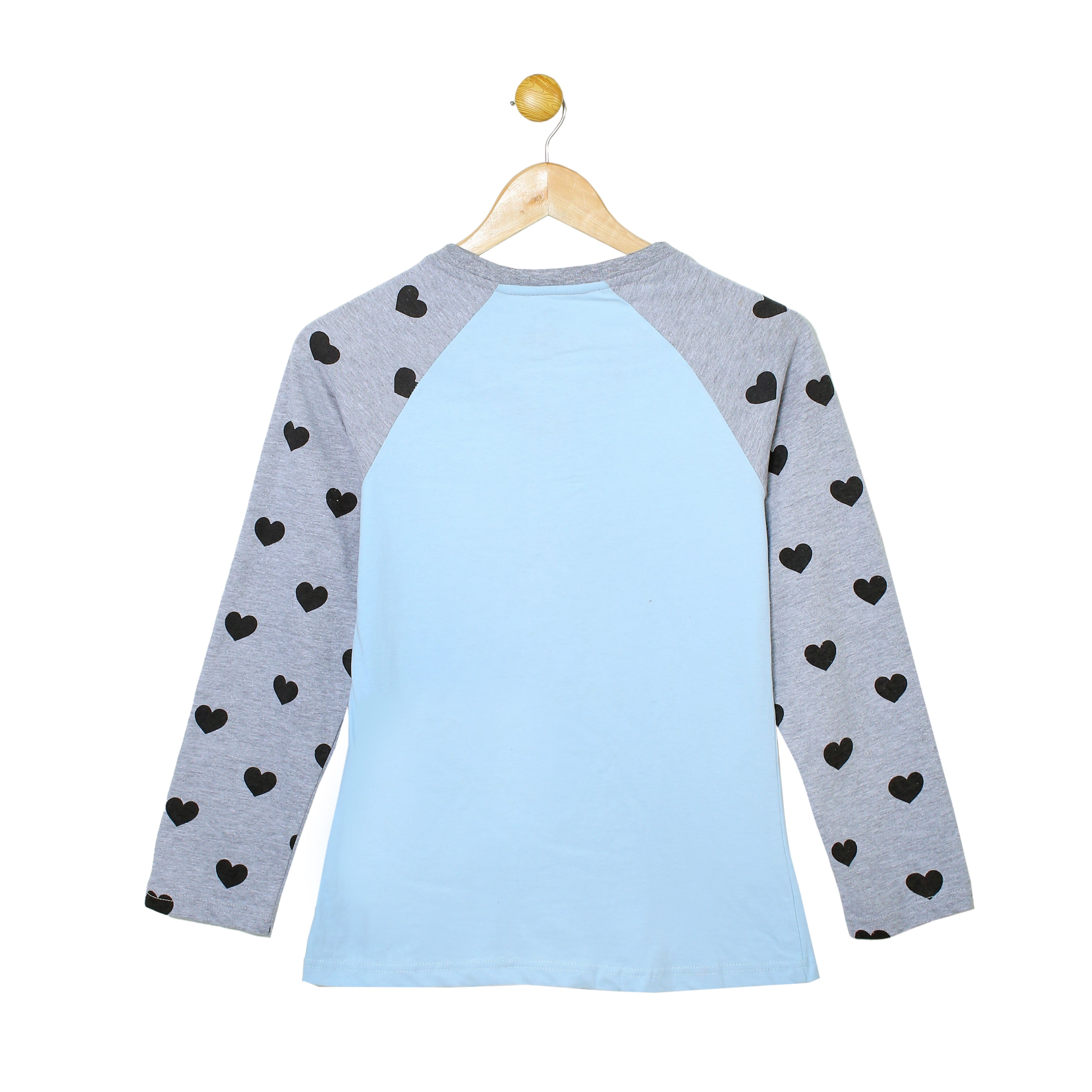 Women's Meri T-Shirt Meri Marzi Light Blue and Grey Heart Print T-Shirt & Trouser Set