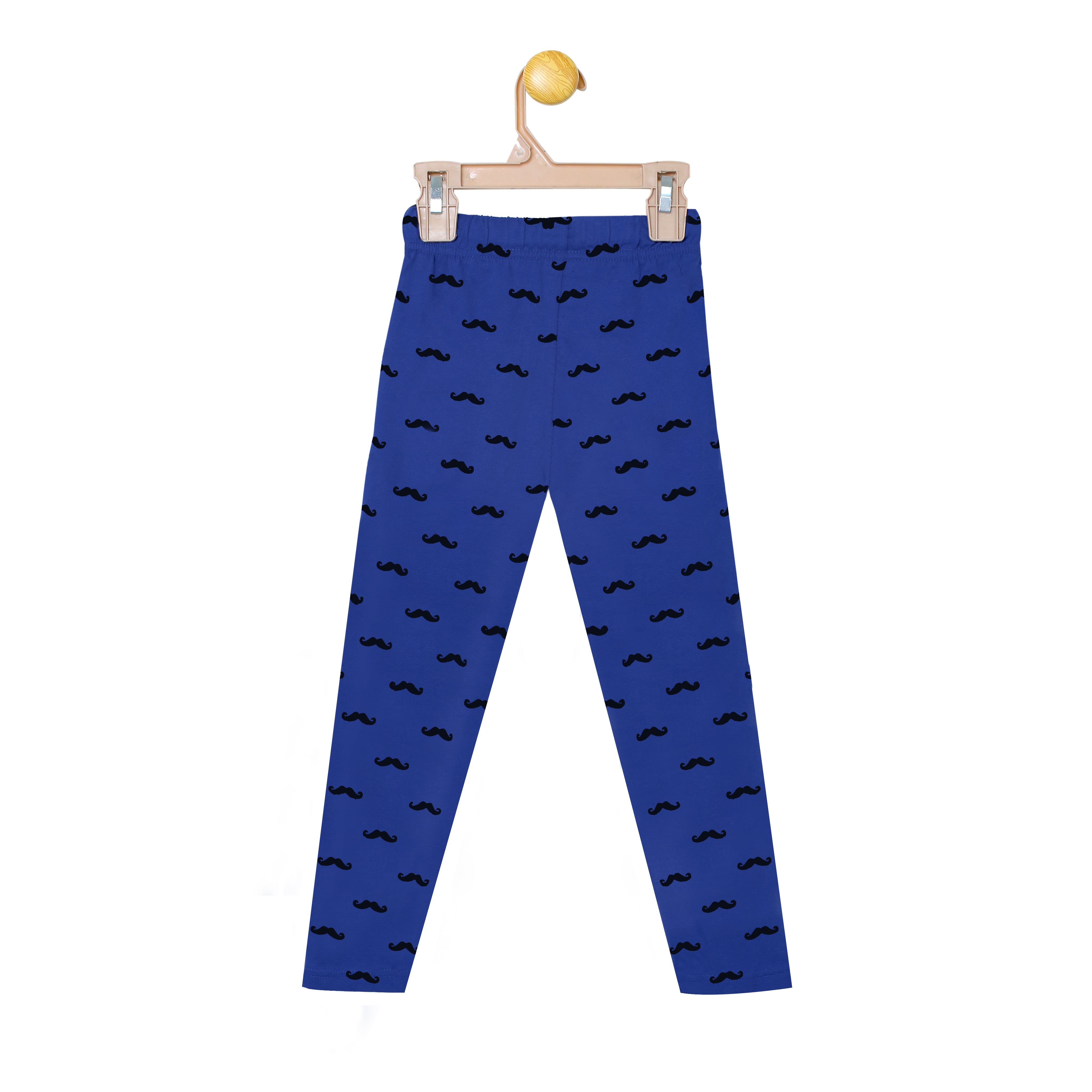 Men's Saeen Toh Saeen White and Navy Mustache Print T-Shirt & Trouser Set