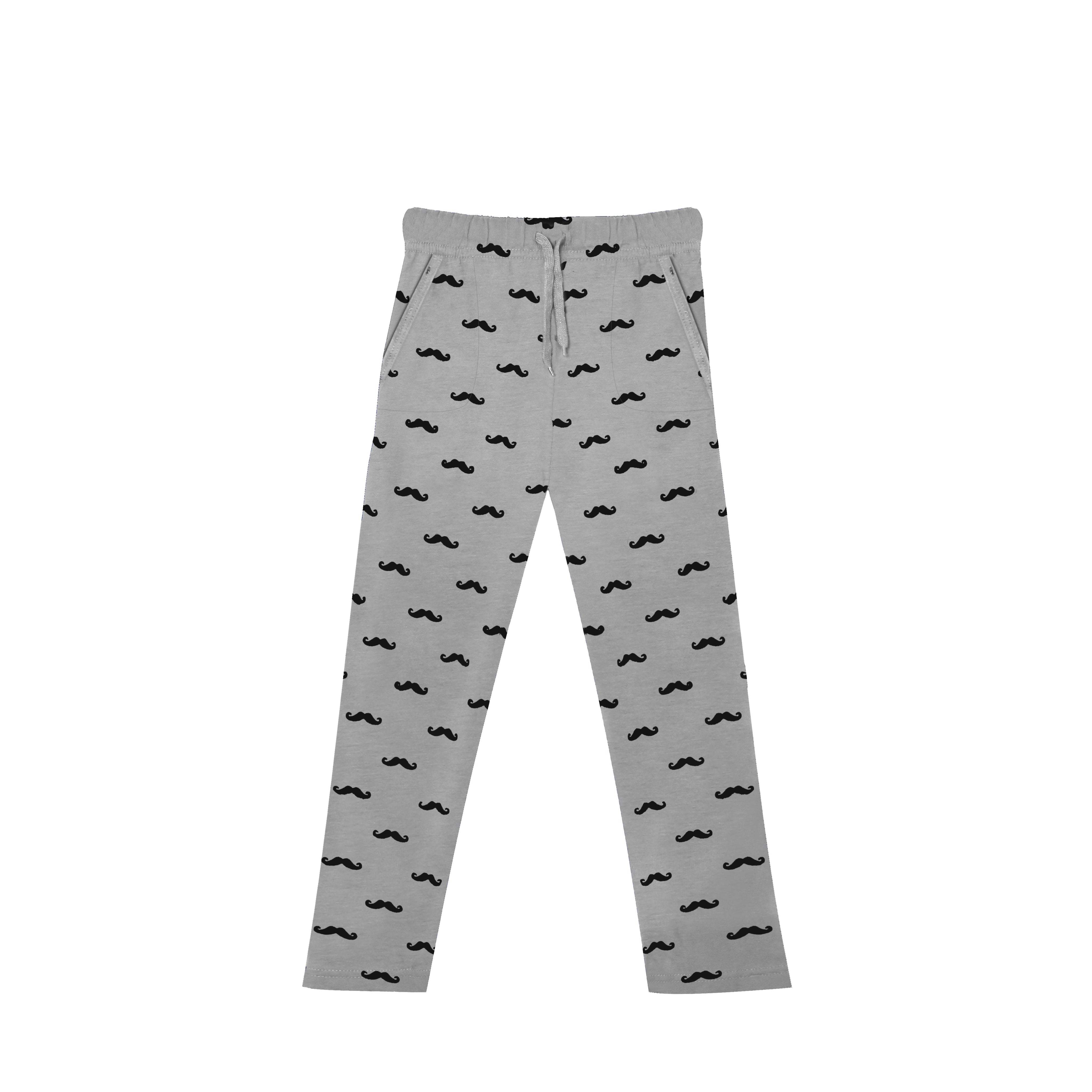 Men's Mera T-Shirt Meri Marzi (Begum Ki) Light Blue and Grey Mustache Print T-Shirt & Trouser Set