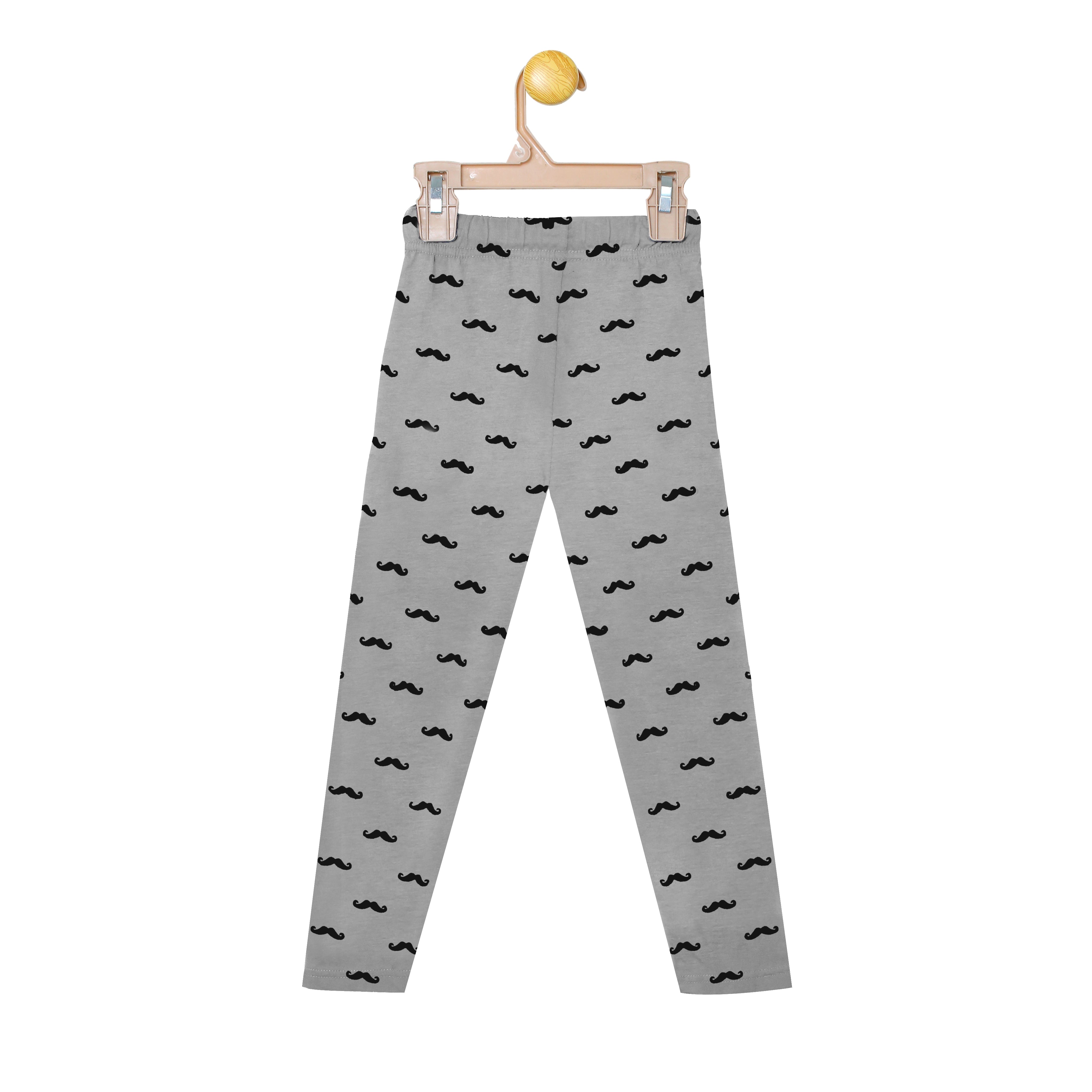 Men's Mera T-Shirt Meri Marzi (Begum Ki) Light Blue and Grey Mustache Print T-Shirt & Trouser Set