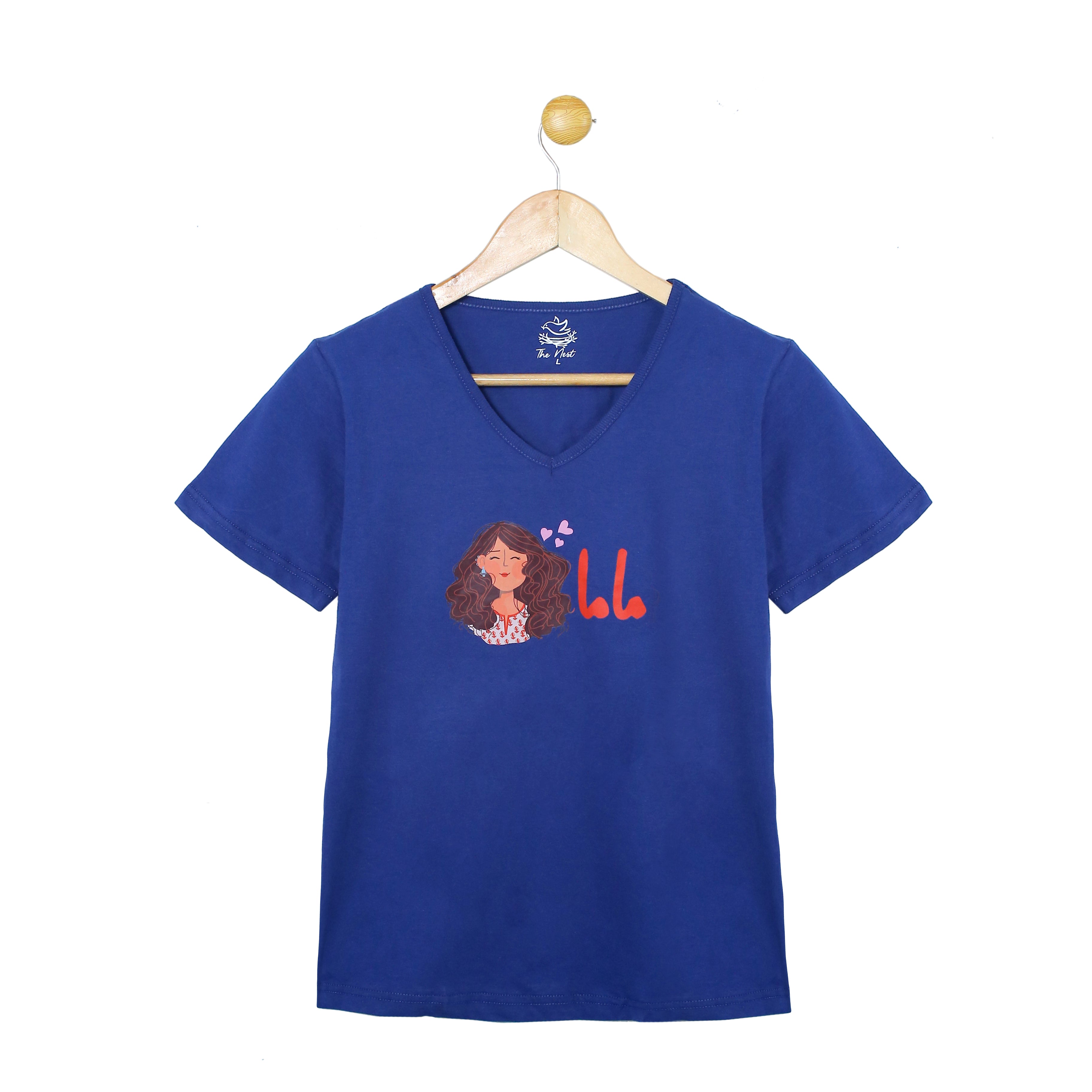 Women's Baba and Mama Navy and Grey Urdu Scribble and Animation Print T-Shirt & Trouser Set