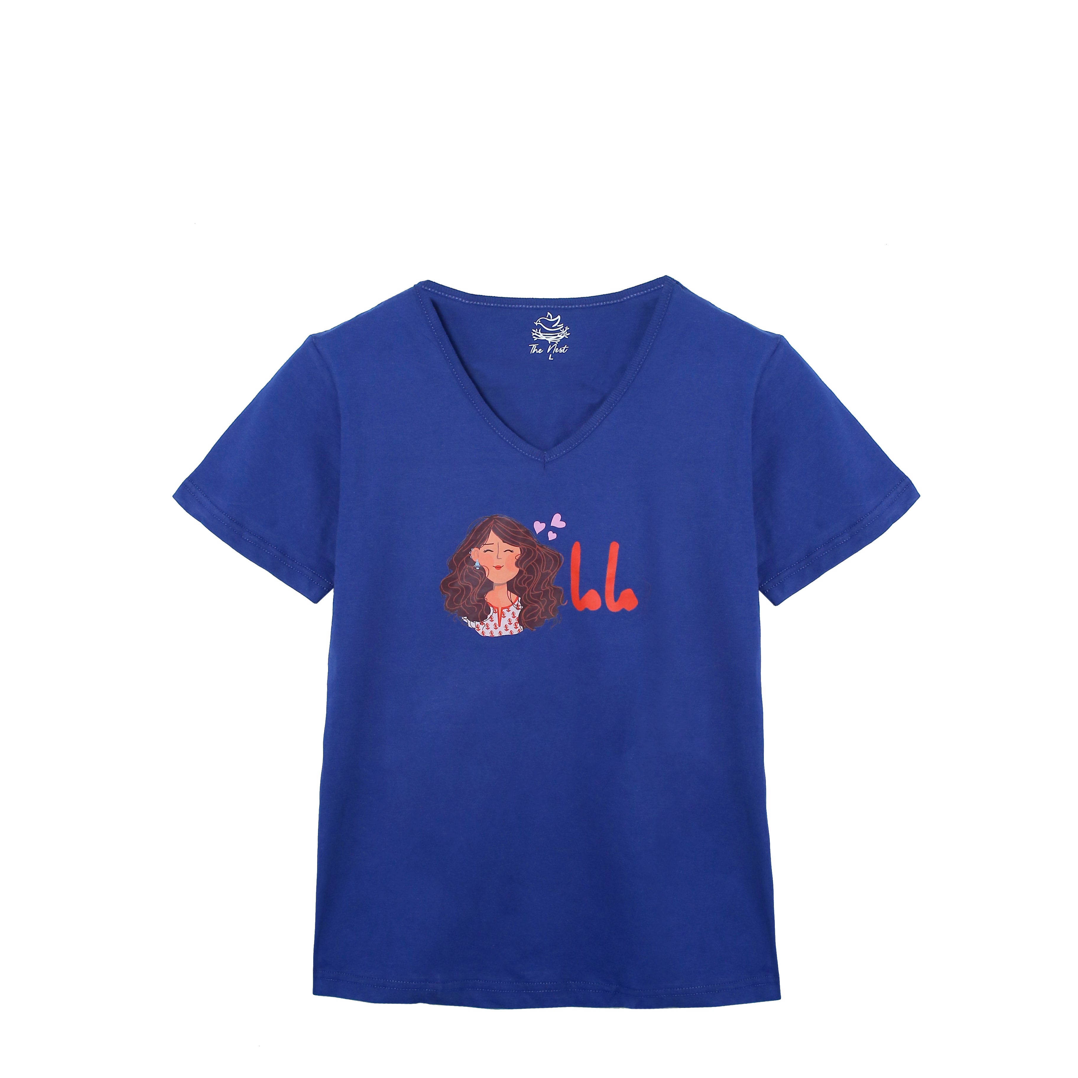 Women's Baba and Mama Navy and Grey Urdu Scribble and Animation Print T-Shirt & Trouser Set