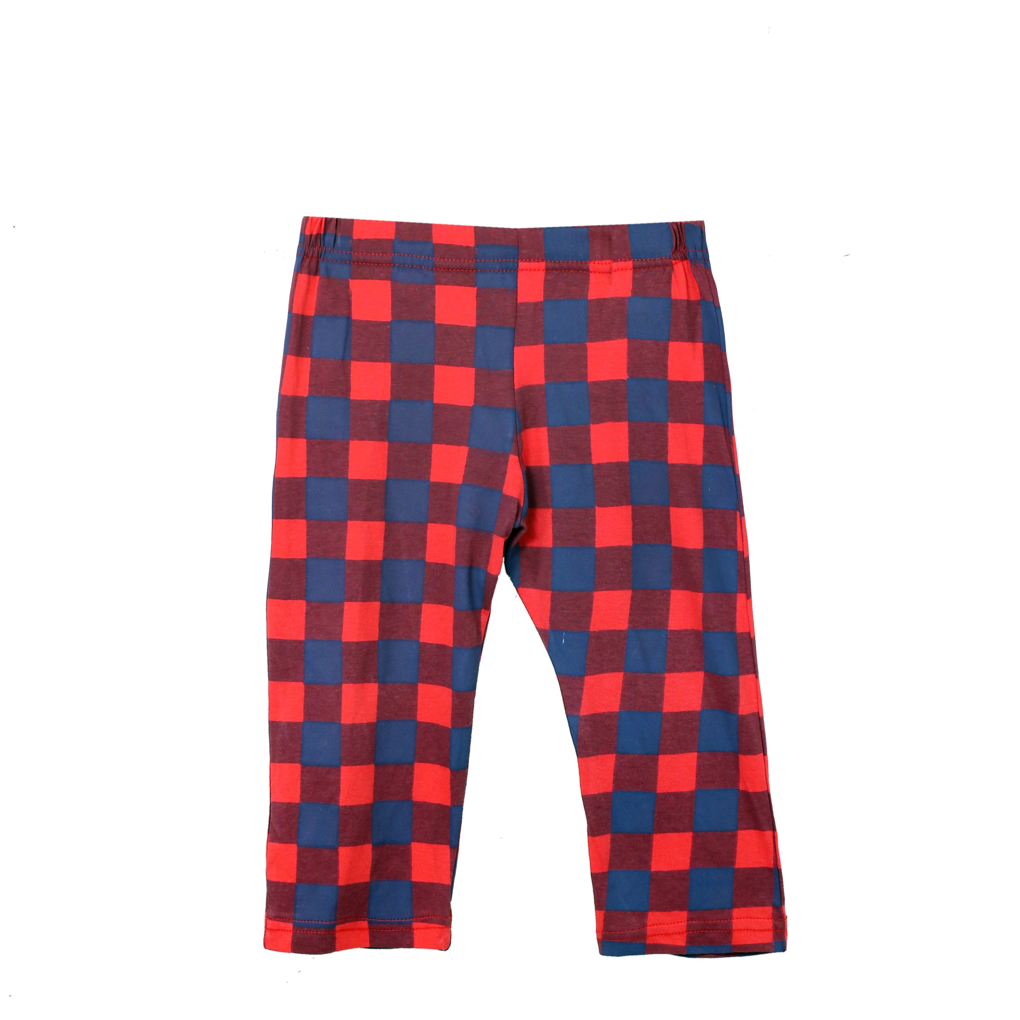 Boys Red and Navy Check Print Longsleeve & Trouser Set