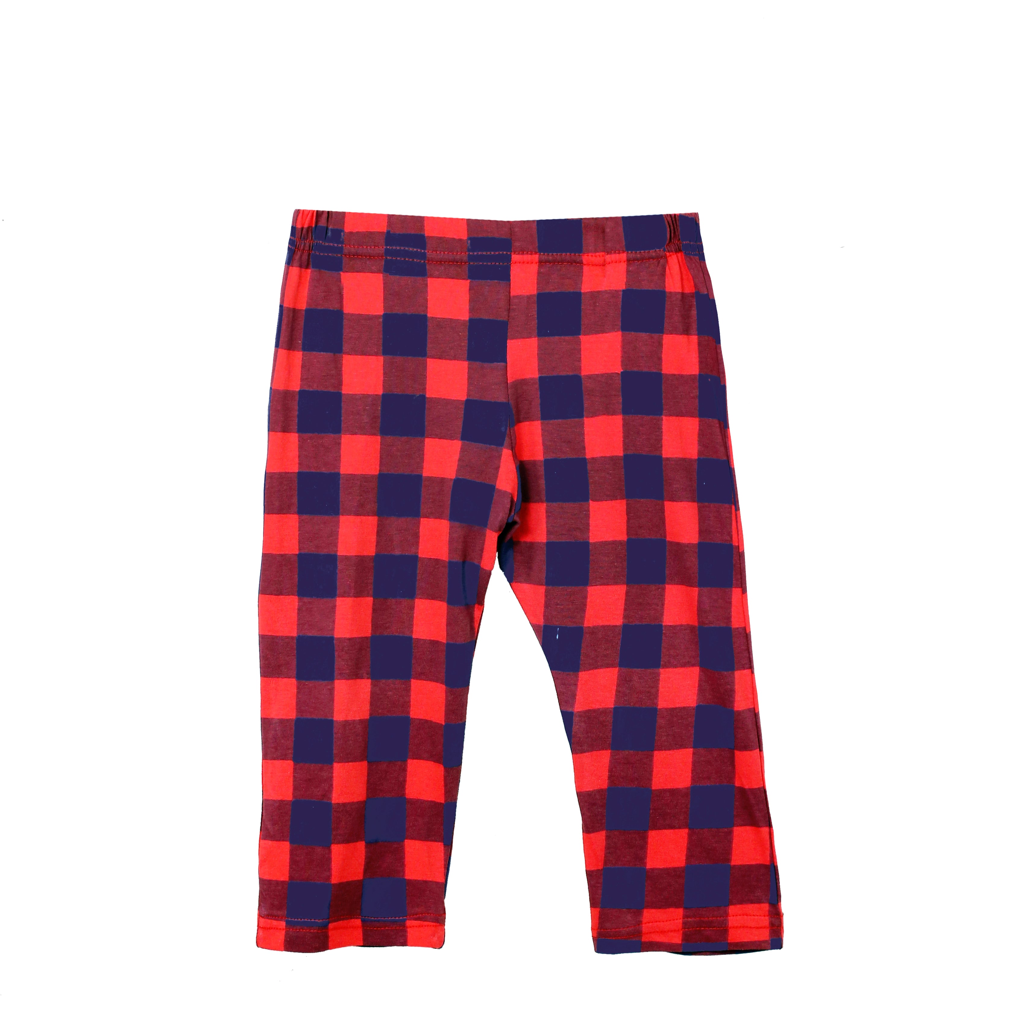 Girls Red and Navy Check Print Longsleeve & Trouser Set