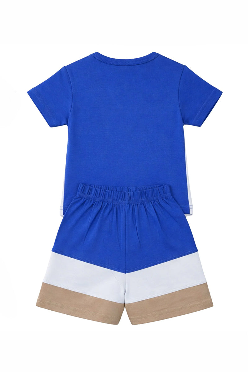 T-Shirt + Shorts Set: Premium Cotton-Blend "I'm Happy" Multi-Color Casual Essentials