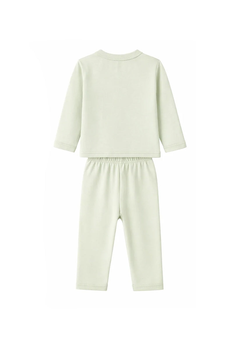 Jabla Pajama Set Light Green Soft Button Front