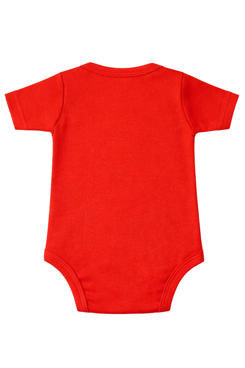 Short-Sleeve Bodysuit: Premium Cotton-Blend "Lets GO" Red Daily Casual Wear