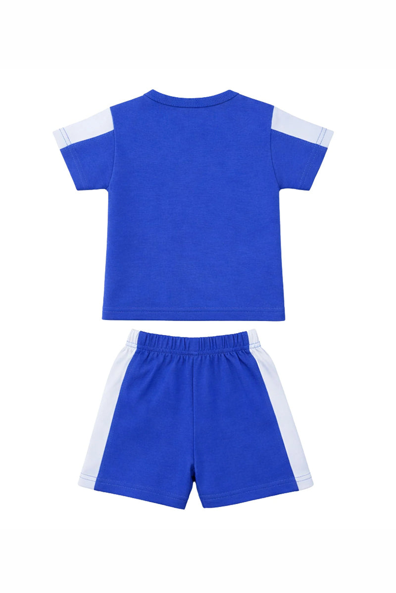 T-Shirt + Shorts Set: Premium Cotton-Blend "Lets Go" Blue Casual Essentials