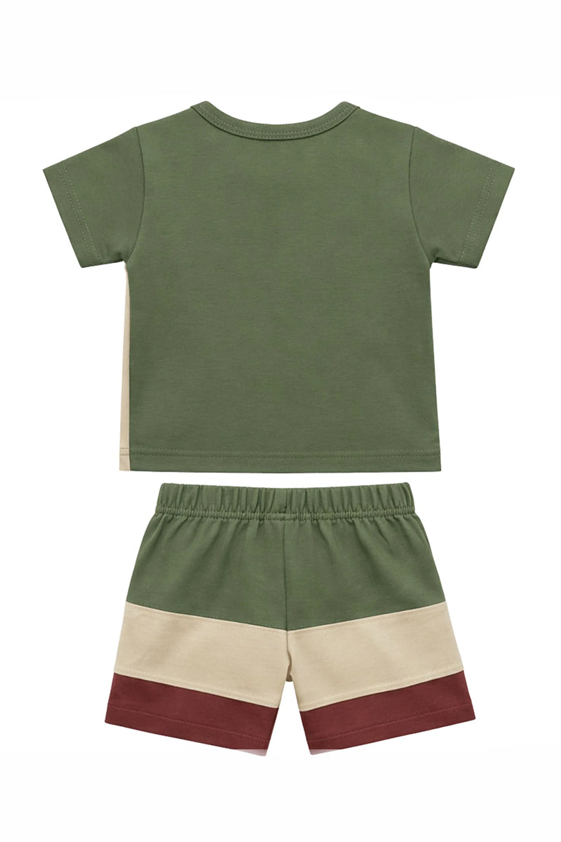 T-Shirt + Shorts Set: Premium Cotton-Blend "Lets Play" Multi-Color Daily Casual Wear