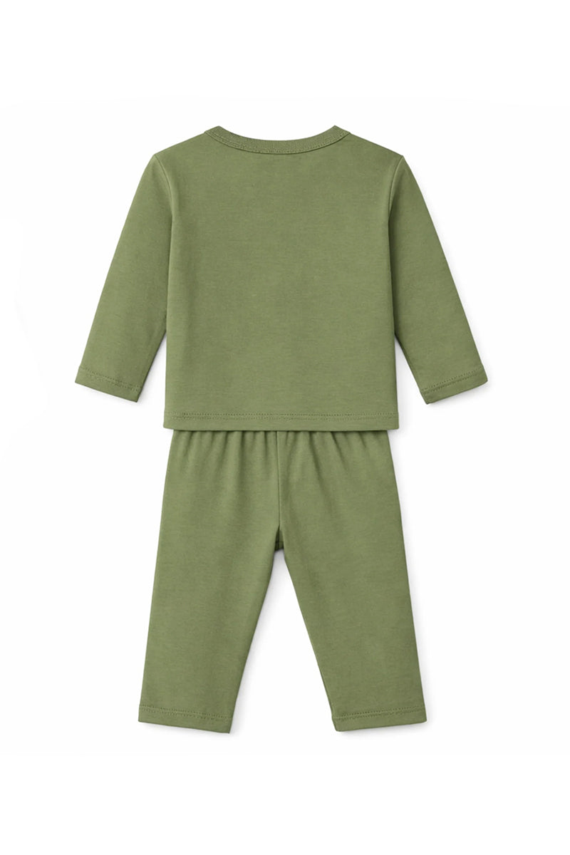 Jabla + Pajama: Premium Cotton-Blend "Lets Play" Olive Green Casual Essentials