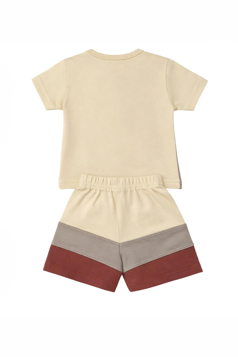 T-Shirt + Shorts Set: Premium Cotton-Blend "Lets Play" Multicolored Casual Essentials