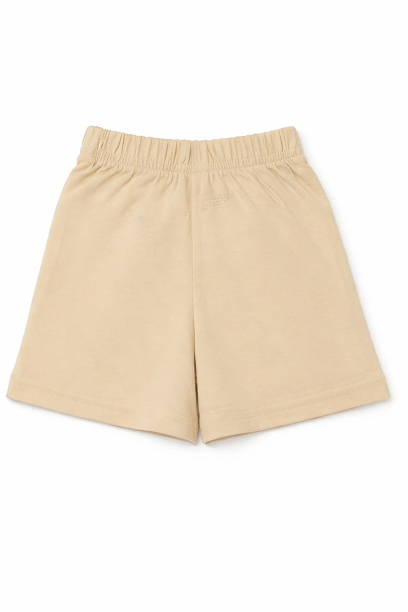 Shorts: Premium Cotton Beige "Little Cute" Graphic Casual Essentials and Active Playwear