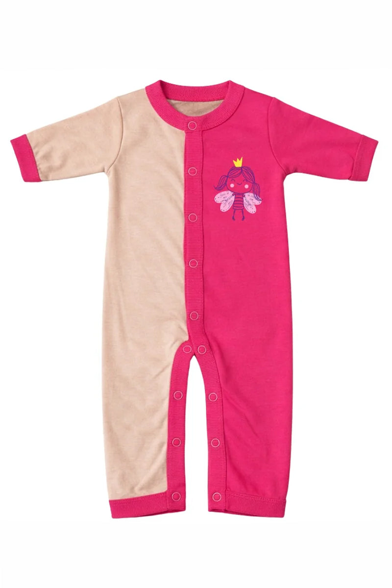 Sleeping Suit: Premium Cotton-Blend "Little Fairy" Pink and Beige Casual Essentials