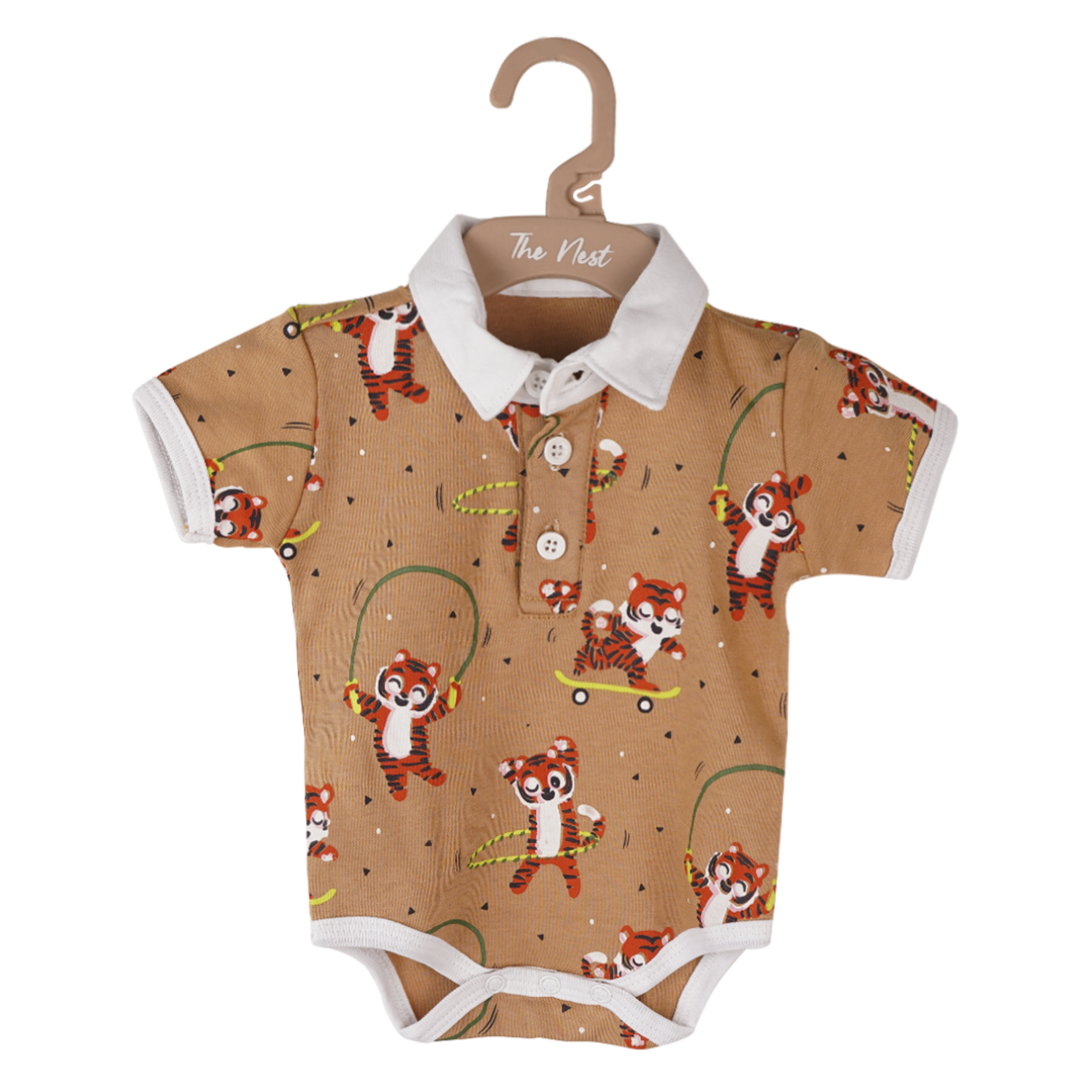 Skating Tiger Collared Bodysuit