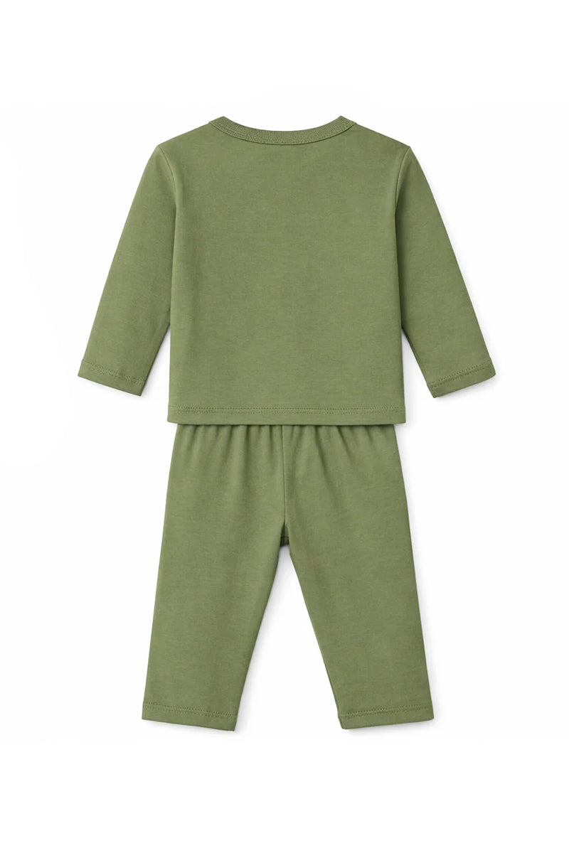 Jabla Pajama Set Olive Green Soft Button Front